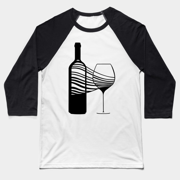 Sommelier motif - wine glass and wine bottle Baseball T-Shirt by Unelmoija